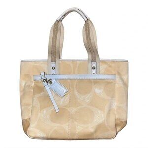 Vintage Coach Hampton Yellow & White Satchel Tote Bag Purse